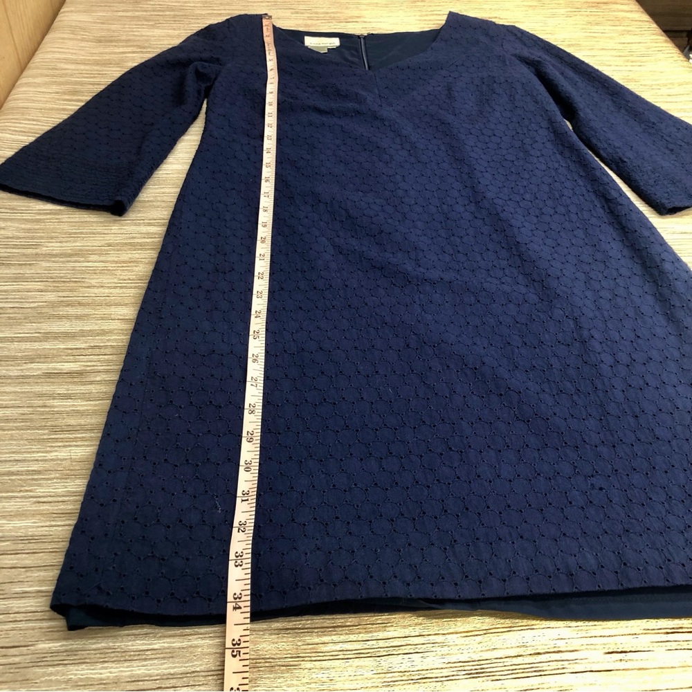 Donna Morgan Navy Eyelet Shift Dress - Picture 9 of 16